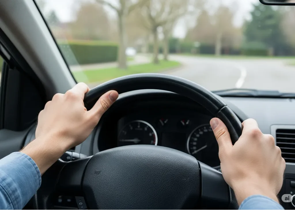 steering hands at two and ten