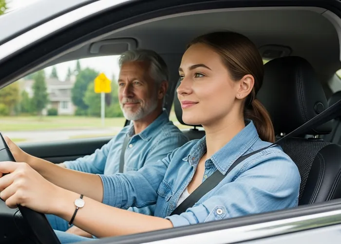 confident student driver and instructor during magnolia academy lesson in ascension parish