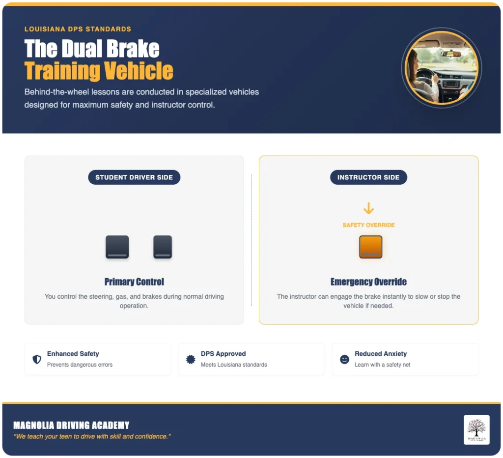 behind the wheel lesson louisiana dual brake