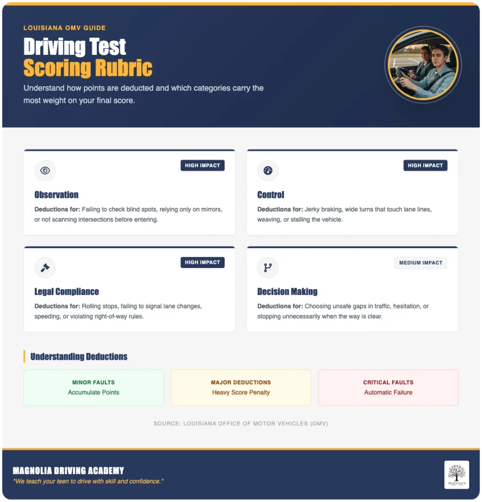 pass louisiana driving test rubric graphic