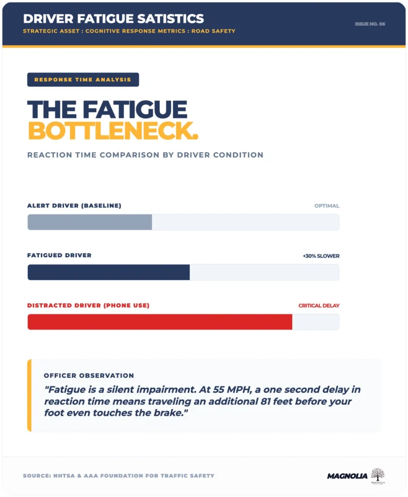 fatigue vs reaction time bar chart